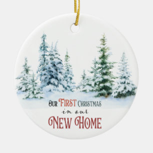 Eerste kerst in het nieuwe huis keramisch ornament