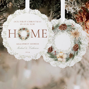 Eerste kerst in New Home Boho Ornament Kaart