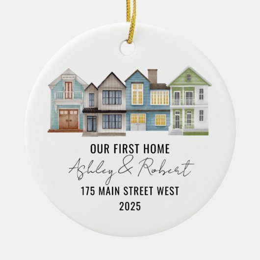 Eerste kerst in ons nieuwe huis 2025 keramisch ornament (Voorkant)