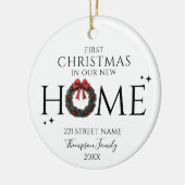 Eerste kerst in ons nieuwe huis Elegant krans Keramisch Ornament (Links)