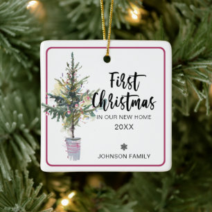 Eerste kerst in ons nieuwe huis foto keramisch ornament