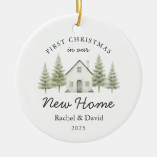 Eerste kerst in ons nieuwe huis Waterverf Cottage Keramisch Ornament