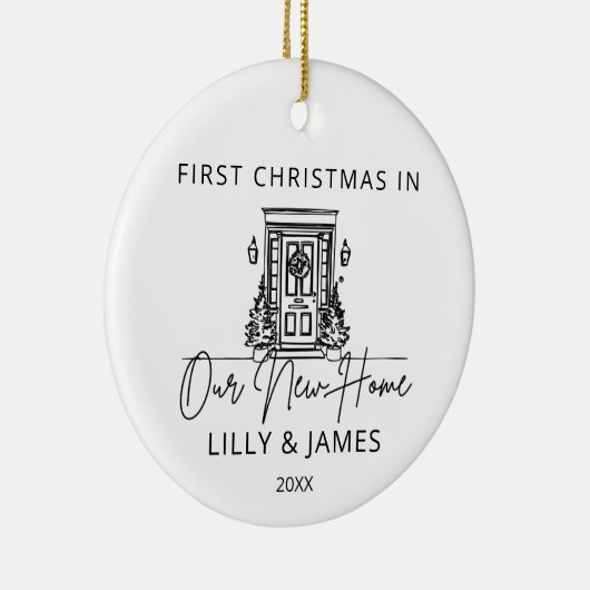 Eerste kerst in onze nieuwe huiseigenaar keramisch ornament (Rechts)