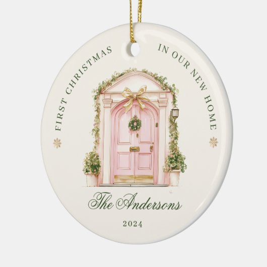 Eerste kerst in onze nieuwe Waterverf Keramisch Ornament (Links)