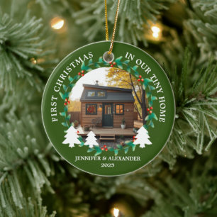 Eerste kerst in onze Tiny Home foto Keramisch Ornament