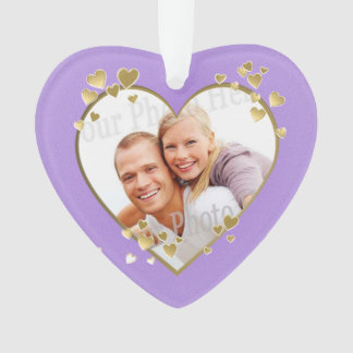 Eerste kerst lavendel hart foto ornament