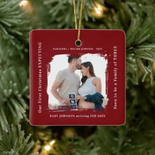 Eerste kerst met een zwangerschap aankondiging keramisch ornament