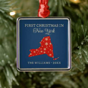 Eerste kerst met familie in New York, VS-staat Metalen Ornament