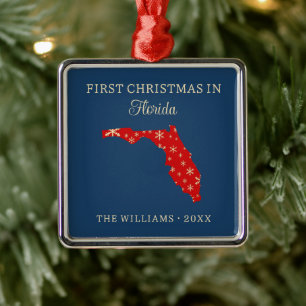 Eerste kerst met het gezin in Florida, VS-staat Metalen Ornament