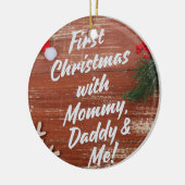 Eerste kerst met mama en papa keramisch ornament (Links)