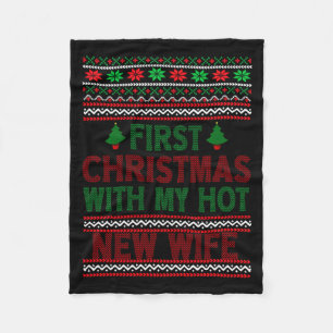Eerste kerst met mijn hete nieuwe vrouw Funny Xmas Fleece Deken