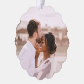 Eerste kerst Moderne Mr. Mrs. Fotosjabloon Ornament Kaart (Links)