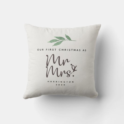 Eerste kerst Mr en Mrs Heirloom Sierkussen (Achterkant)