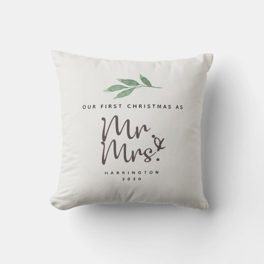 Eerste kerst Mr en Mrs Heirloom Sierkussen (Voorkant)