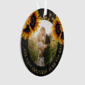 Eerste kerst Mr en Mrs zonnebloem rustieke foto Ornament (voorkant)