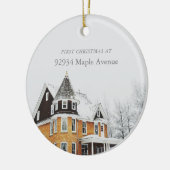 Eerste kerst Nieuw Home Adres Aangepaste foto Keramisch Ornament (Links)