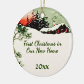 Eerste kerst nieuw startpunt | Kerstcabine Keramisch Ornament (Links)