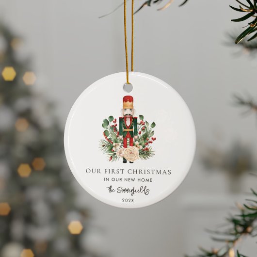 Eerste kerst Nieuwe Home Notenkraker Script Keramisch Ornament