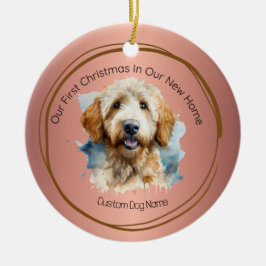Eerste kerst Nieuwe Home quote roos goldendoodle Keramisch Ornament