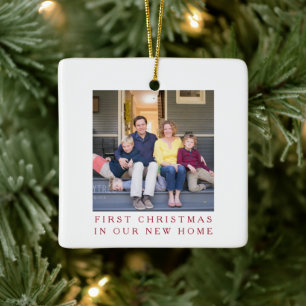 Eerste kerst nieuwe thuis foto keramisch ornament