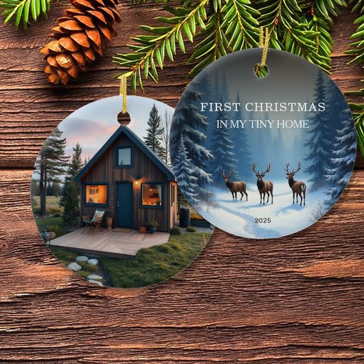 Eerste kerst op mijn Tiny Home foto Keramisch Ornament