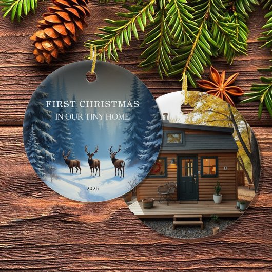 Eerste kerst op onze Tiny Home foto Keramisch Ornament