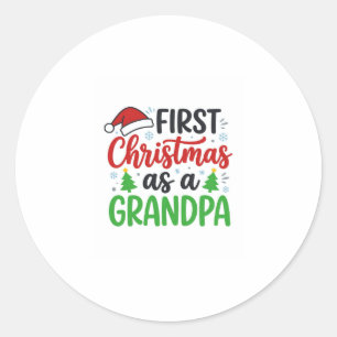 Eerste kerst Opa Kerstman Hoed Ronde Sticker