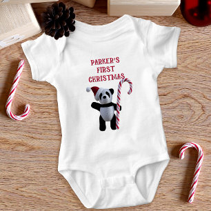 Eerste kerst Panda Beer Cute Baby Bodysuit