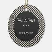 Eerste kerst Pas getrouwd Retro meneer en mevrouw Keramisch Ornament (Links)