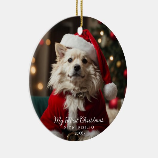 Eerste Kerst Pet Dog Funny Photo Ornament (Rechts)