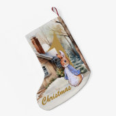 Eerste kerst Peter Snowy landschap Kleine Kerstsok (Achterkant (Hangend))