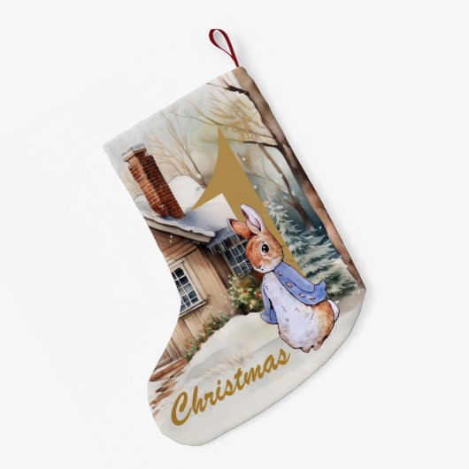 Eerste kerst Peter Snowy landschap Kleine Kerstsok (Achterkant (Hangend))