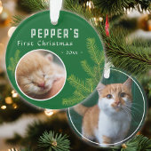 Eerste kerst Pine Kitten Cat 2 Foto Keepsake Ornament