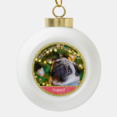 Eerste kerst Puppy Hond Keramische Bal Hanger Keramische Bal Ornament (Voorkant)