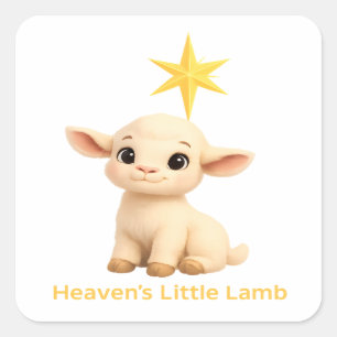 Eerste kerst Religieuze Hemel Klein Lammetje met Vierkante Sticker