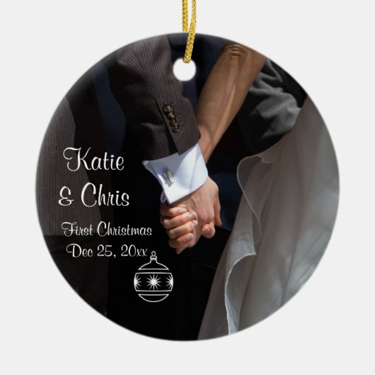 Eerste kerst Romantisch en elegant Keramisch Ornament (Voorkant)