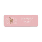 Eerste kerst roze rendieren delicate rustieke etiket (Voorkant)
