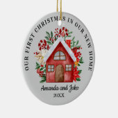 Eerste kerst samen bloemen keramisch ornament (Rechts)