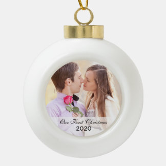 Eerste kerst samen cirkel foto Ornament