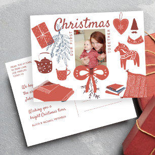 Eerste kerst samen foto geboorte aankondiging briefkaart
