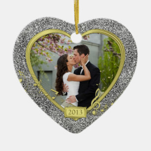 Eerste kerst samen Foto Hart Xmas Keramisch Ornament