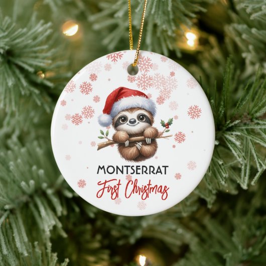 Eerste Kerst schattig luiaard baby Ornament (Boom)