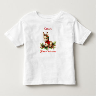 Eerste kerst Schattigee ezel in rode sjaal Kinder Shirts