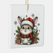 Eerste kerst Schattigee grillige konijn Gepersonal Keramisch Ornament (Rechts)