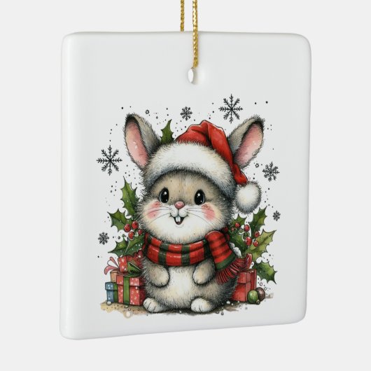Eerste kerst Schattigee grillige konijn Gepersonal Keramisch Ornament (Rechts)
