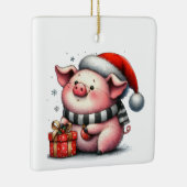 Eerste kerst Schattigee grillige Piggy Gepersonali Keramisch Ornament (Rechts)