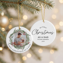 Eerste kerst vader baby foto kerstkrans