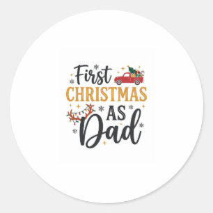 Eerste kerst Vader vakantie vrachtwagen Ronde Sticker