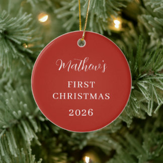 Eerste kerst van baby naam keramisch ornament