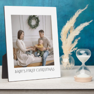 Eerste kerst van de baby familie foto fotoplaat